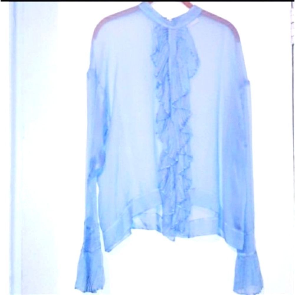 TRACEY REESE LAB BLUE RUFFLES TOP